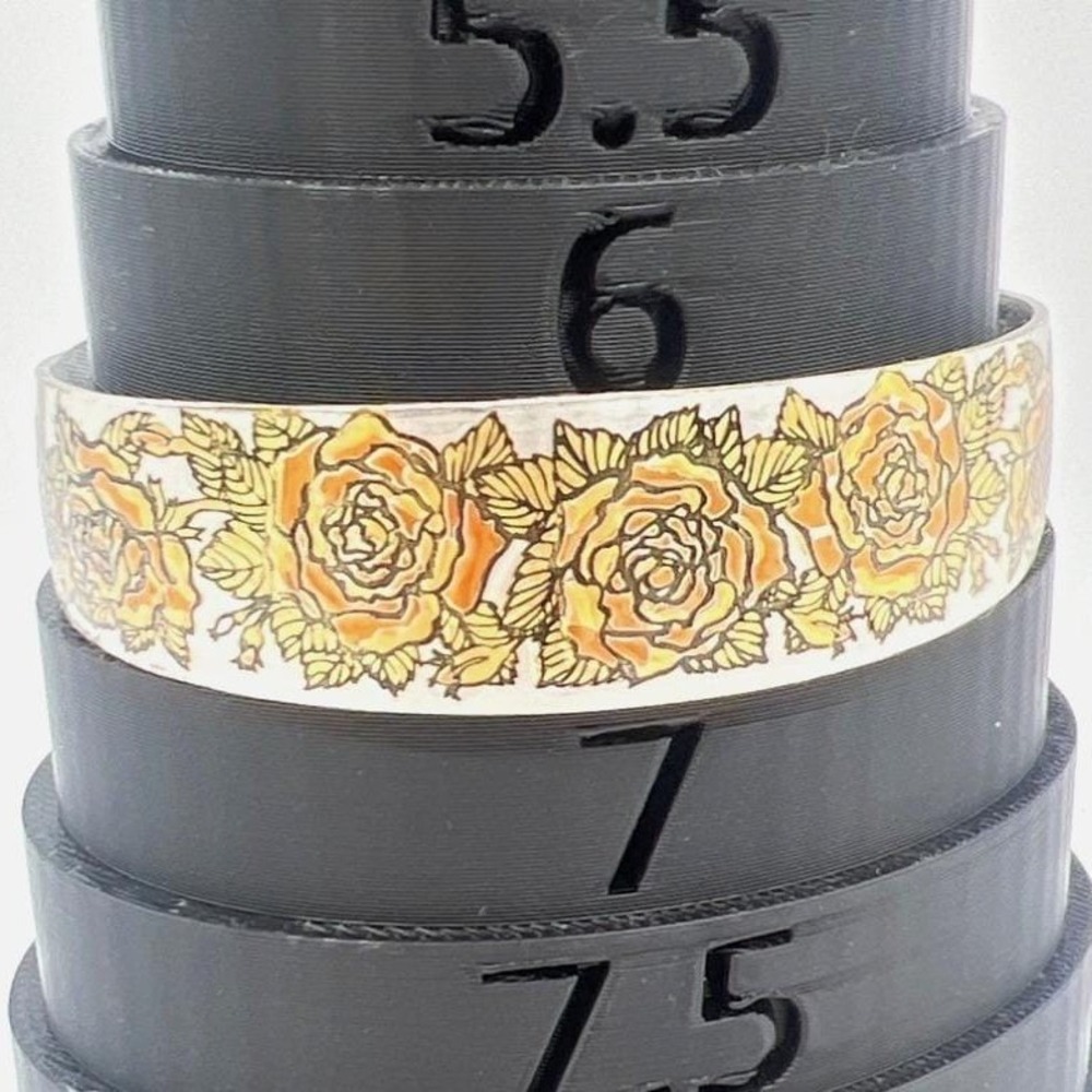 Vintage Reed  Barton‎ Cuff Bracelet Damascene Roses Gold Pink Silver Tone Sz 6.5